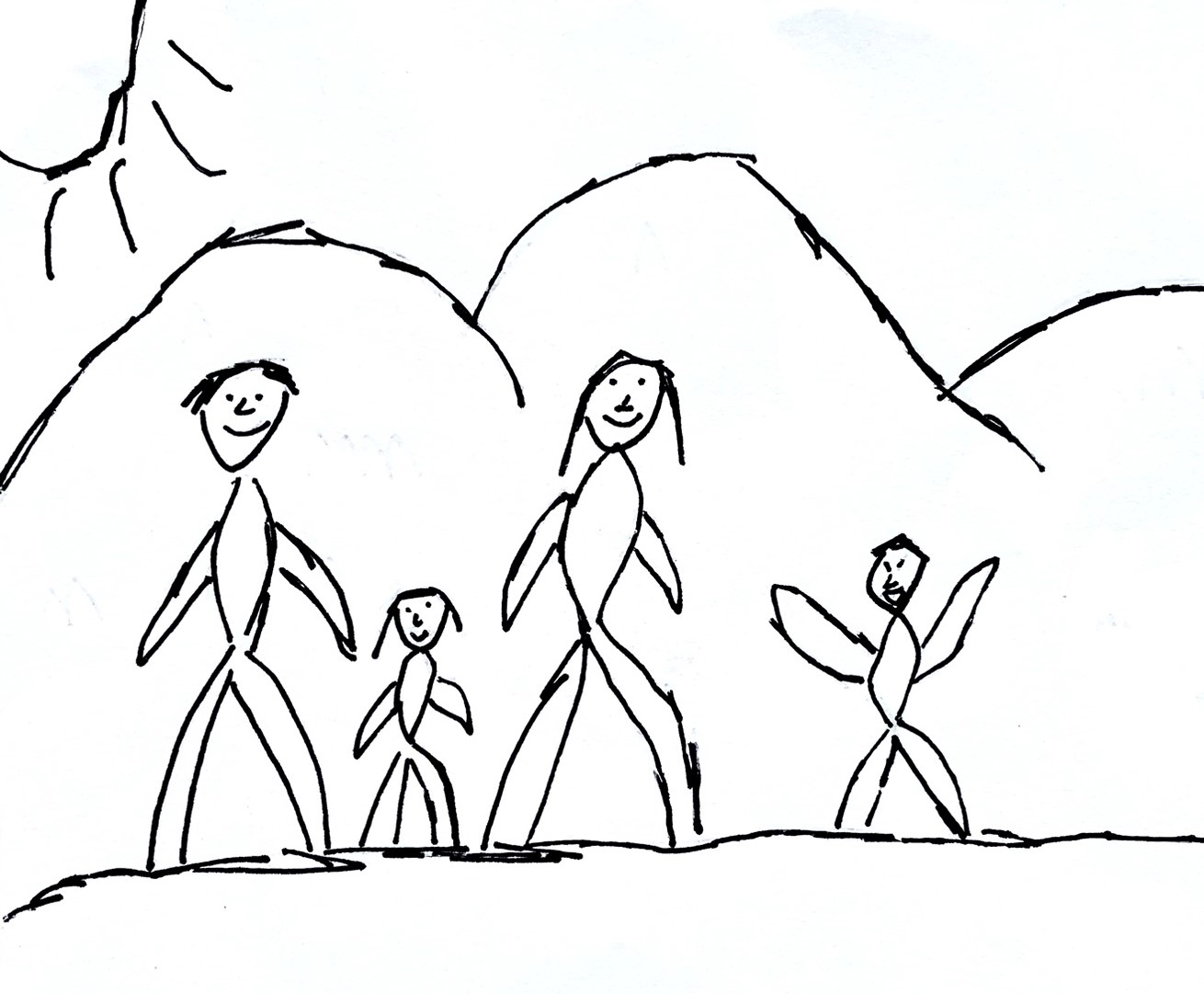 child's drawing of four people child's drawing of four people